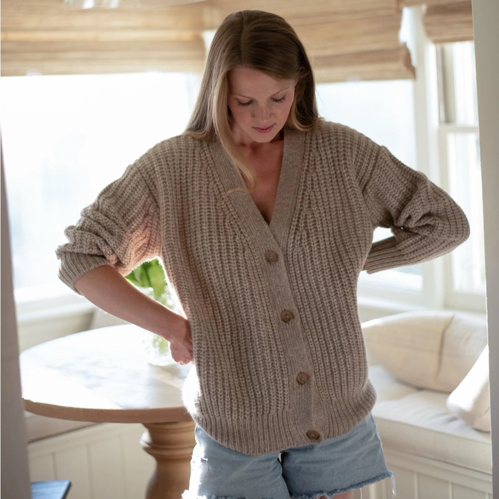Jenni Kayne Alpaca Cocoon Cardigan Oatmeal XXS Relaxed Fit Luxury Knit NWOT